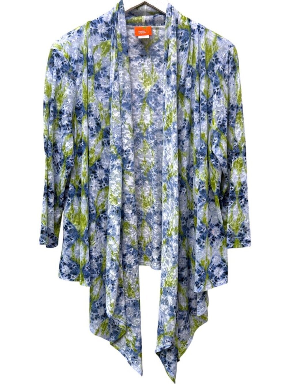 Hearts of Palm Floral Sheer Cardigan XL Blue Green Light Open Front Jacket Resor